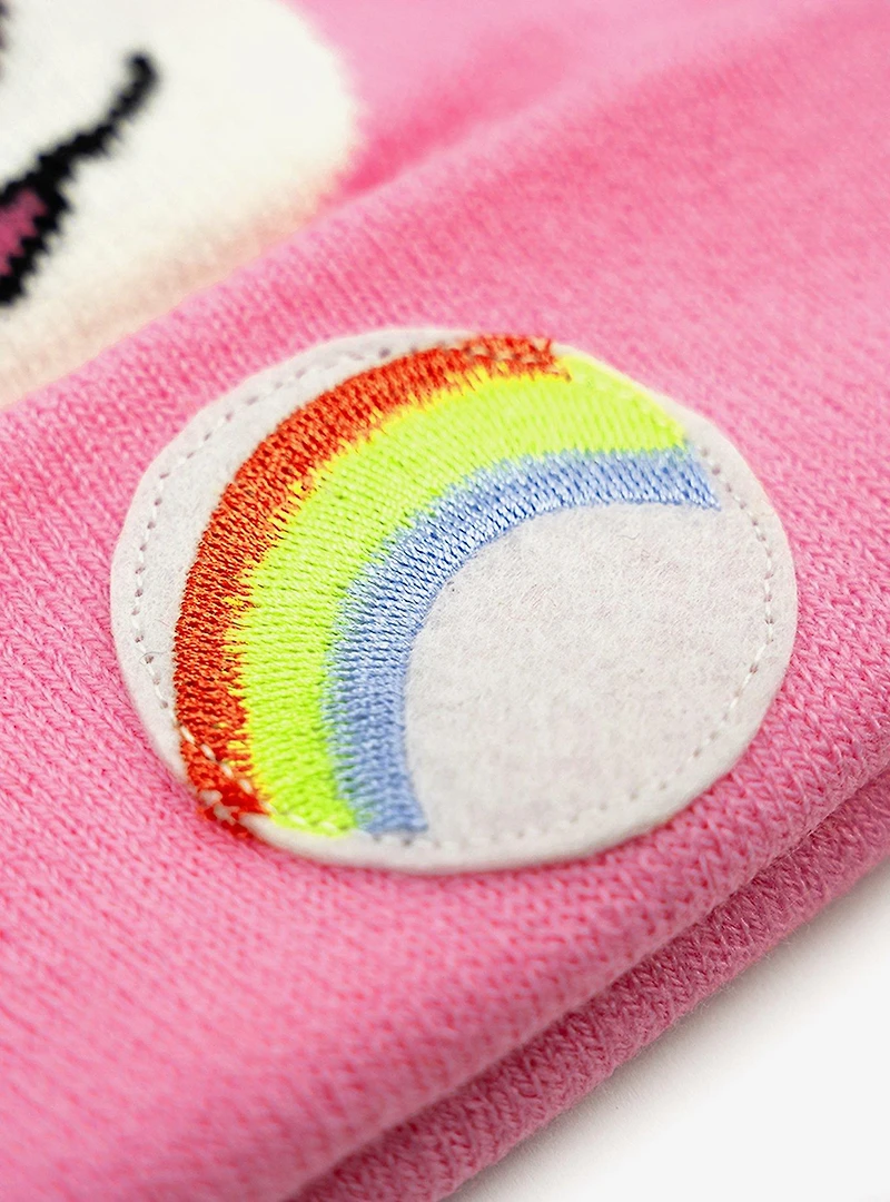 Care Bears Cheer Bear Face Acrylic Knit Beanie With Ears