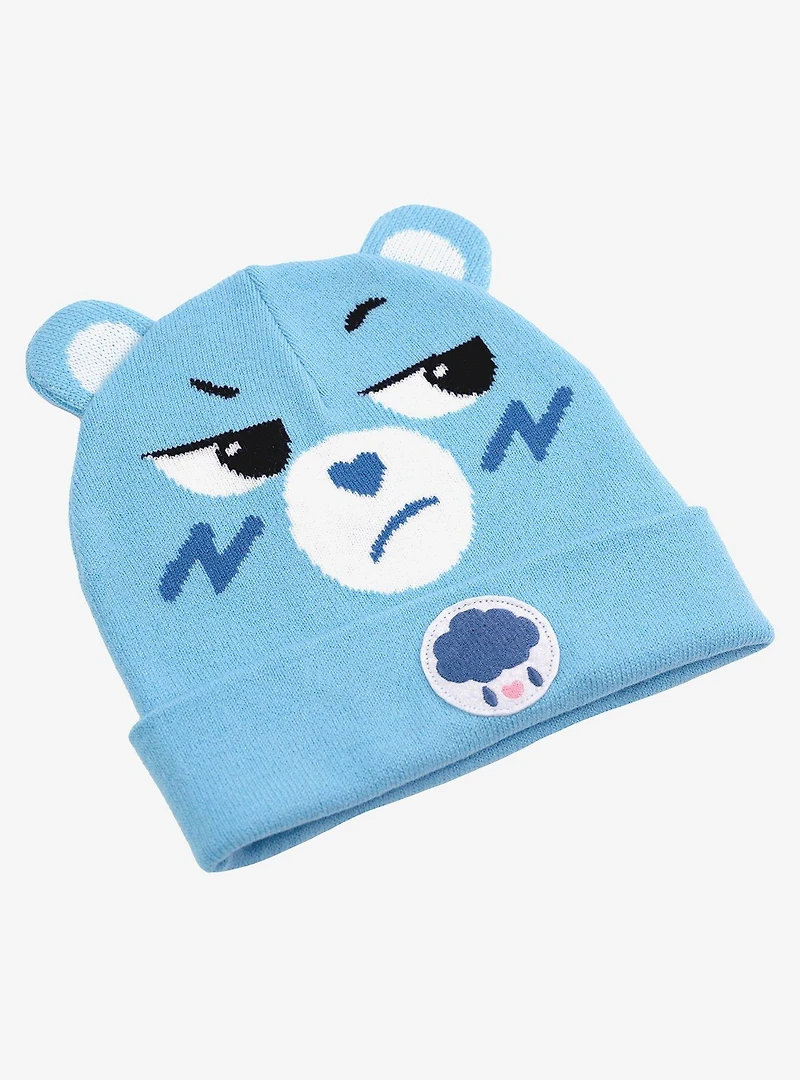 Care Bears Grumpy Bear Face Acrylic Knit Beanie With Ears