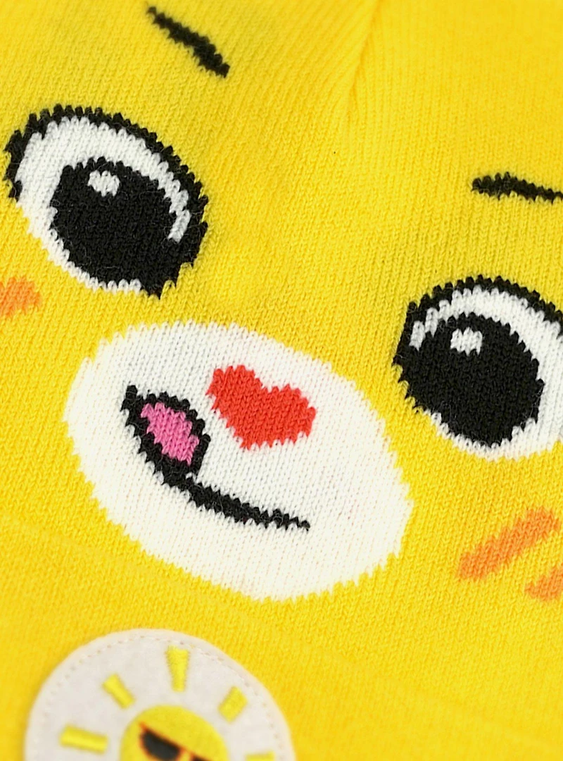 Care Bears Funshine Bear Face Acrylic Knit Beanie With Ears