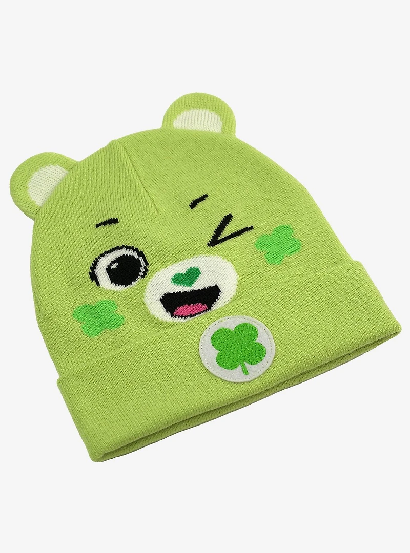 Care Bears Good Luck Bear Face Acrylic Knit Beanie With Ears