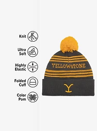 Yellowstone Knit Acrylic Knit Beanie With Pom