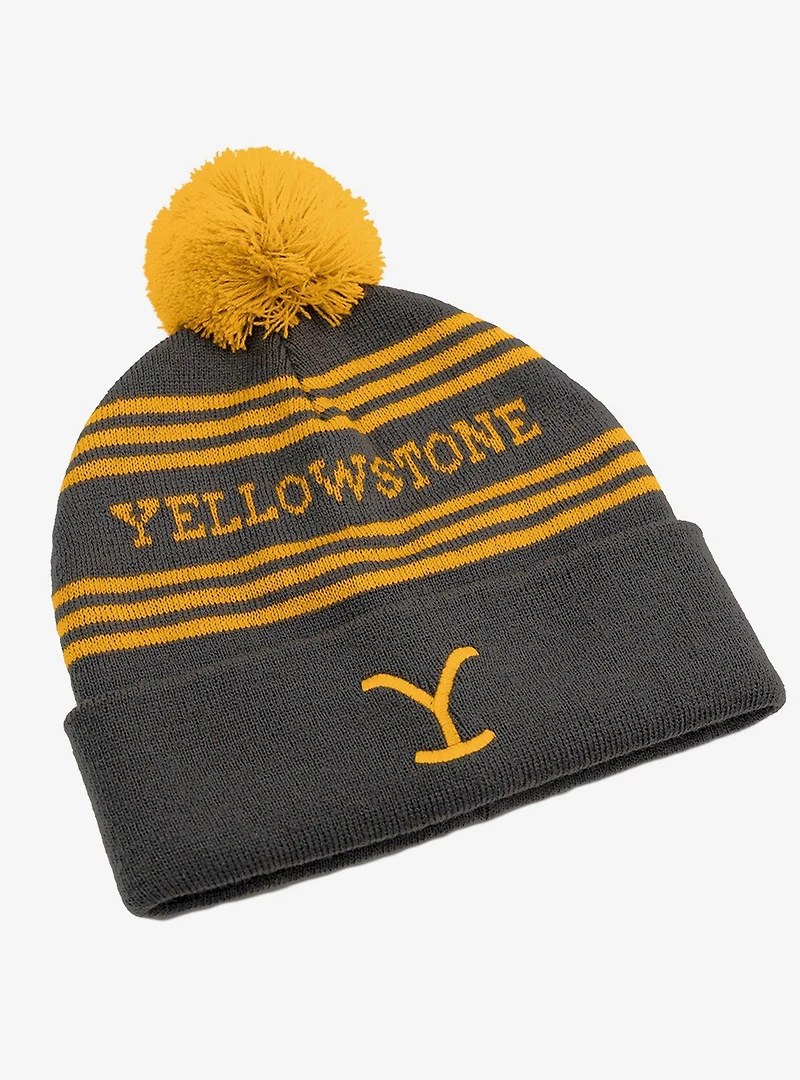 Yellowstone Knit Acrylic Knit Beanie With Pom