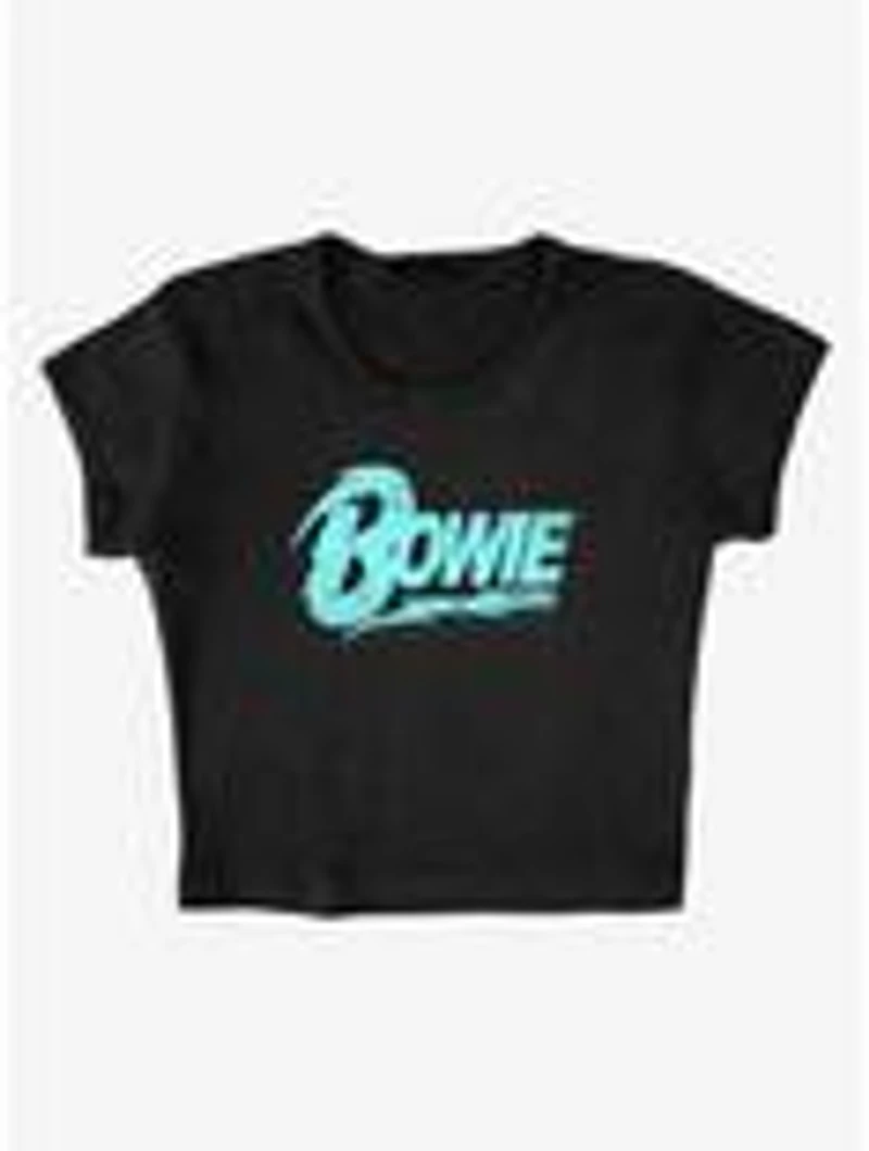 David Bowie Logo Cap Sleeve Baby Rib Women's Crop Top