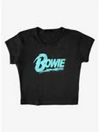 David Bowie Logo Cap Sleeve Baby Rib Women's Crop Top