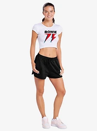 David Bowie 75 Logo Cap Sleeve Baby Rib Women's Crop Top