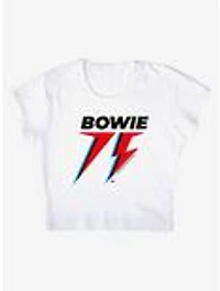 David Bowie 75 Logo Cap Sleeve Baby Rib Women's Crop Top