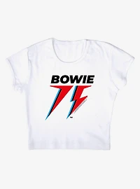 David Bowie 75 Logo Cap Sleeve Baby Rib Women's Crop Top