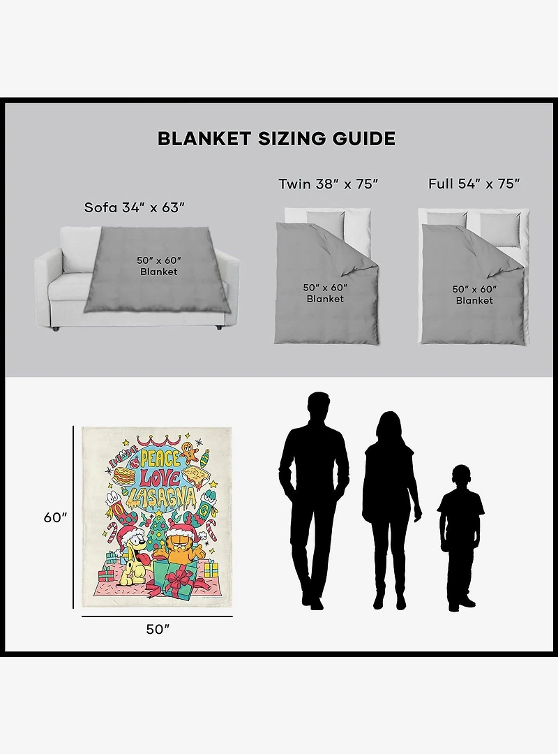 Garfield Peace Love Lasagna 50x60" Silk Touch Throw Blanket