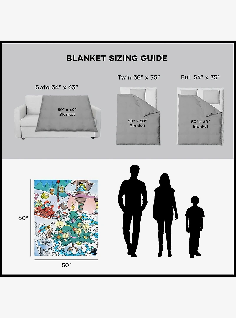 The Smurfs Winter Bash 50x60" Silk Touch Throw Blanket