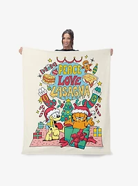 Garfield Peace Love Lasagna Silk Touch Sherpa Throw Blanket