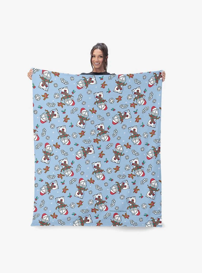 Garfield Snowman Garf Silk Touch Sherpa Throw Blanket