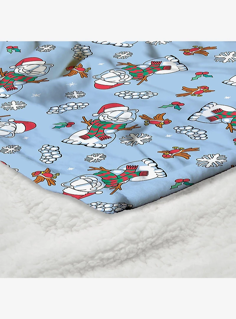Garfield Snowman Garf Silk Touch Sherpa Throw Blanket