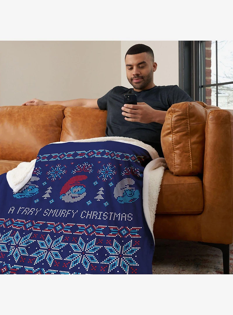 The Smurfs Merry Smurfy Silk Touch Sherpa Throw Blanket
