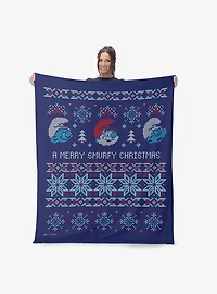 The Smurfs Merry Smurfy Silk Touch Sherpa Throw Blanket