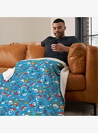 The Smurfs Smurfy Christmas Silk Touch Sherpa Throw Blanket