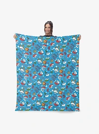 The Smurfs Smurfy Christmas Silk Touch Sherpa Throw Blanket