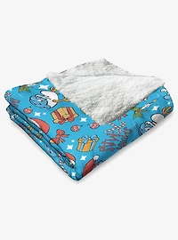 The Smurfs Smurfy Christmas Silk Touch Sherpa Throw Blanket