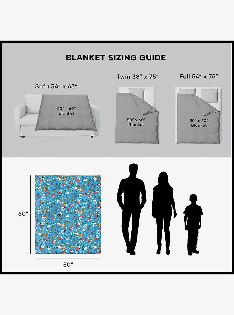 The Smurfs Smurfy Christmas Silk Touch Sherpa Throw Blanket