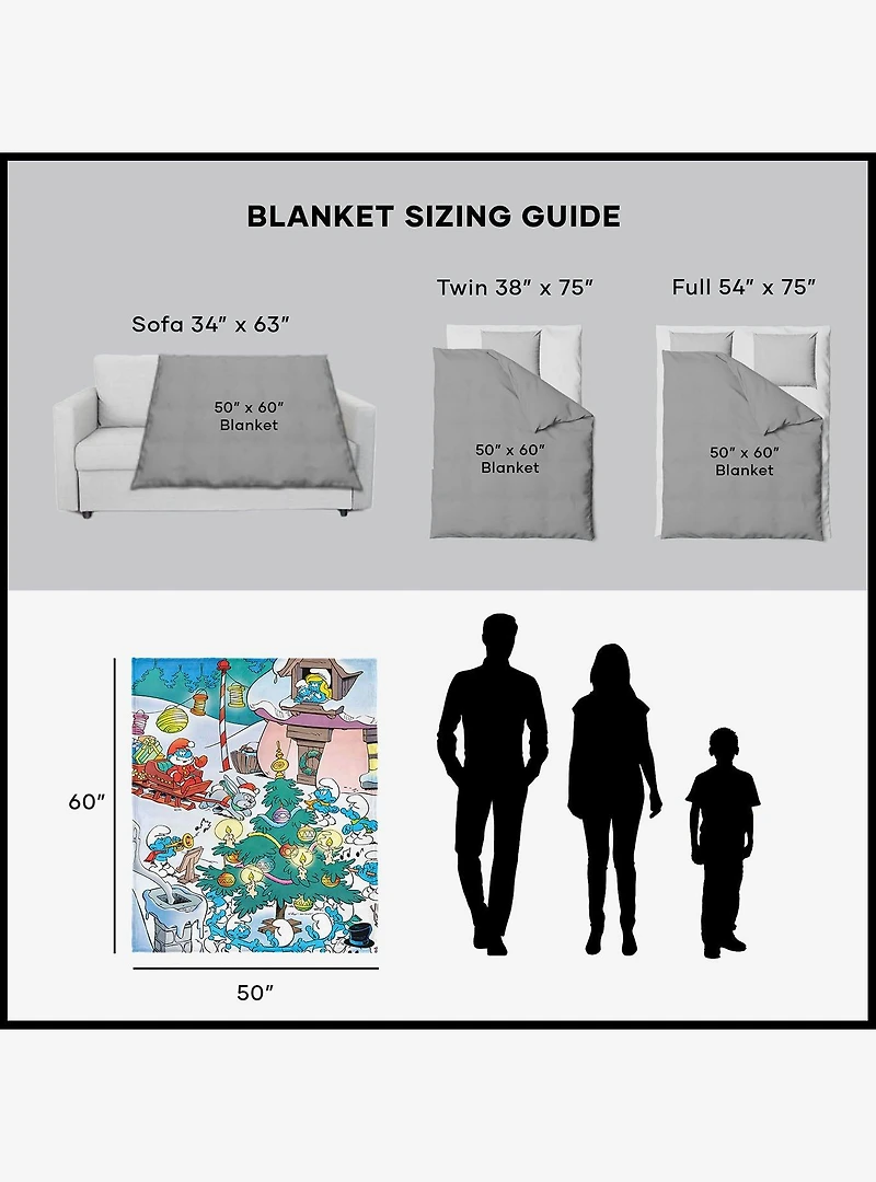 The Smurfs Winter Bash Silk Touch Sherpa Throw Blanket