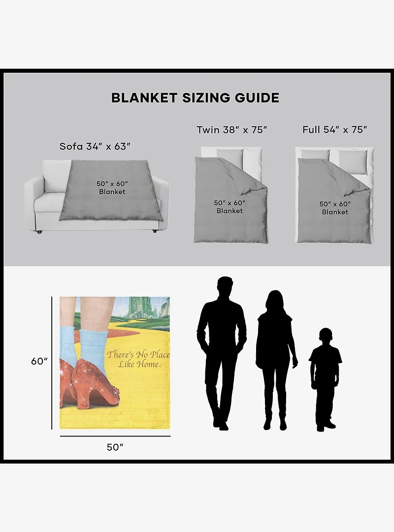 The Wizard of Oz No Place Like Home Silk Touch Sherpa Throw Blanket