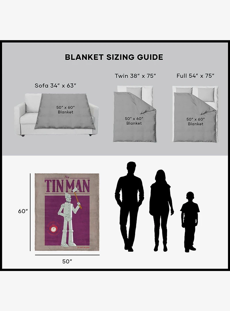 The Wizard of Oz Clockwork Heart Silk Touch Sherpa Throw Blanket