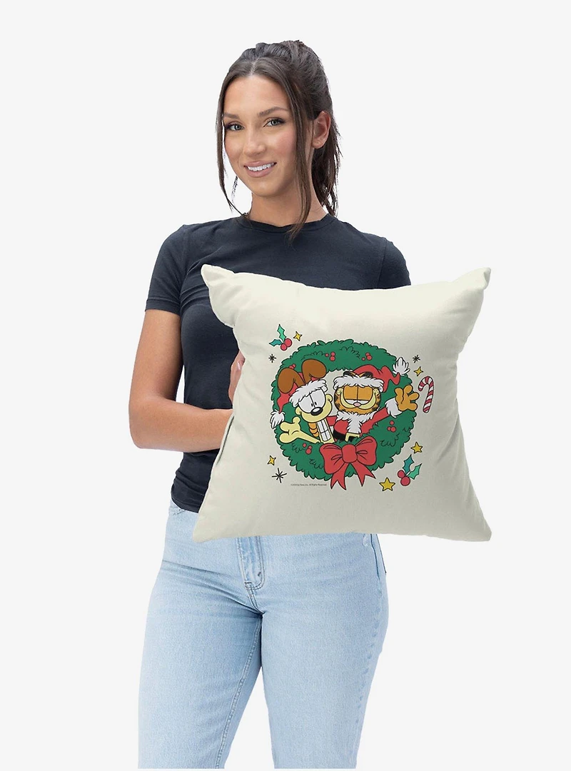 Garfield Garf Odie Wreath Throw Pillow