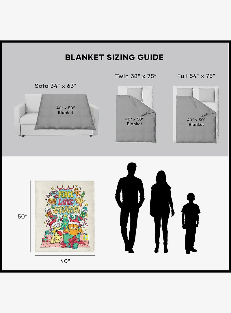 Garfield Peace Love Lasagna 40x50" Silk Touch Throw Blanket