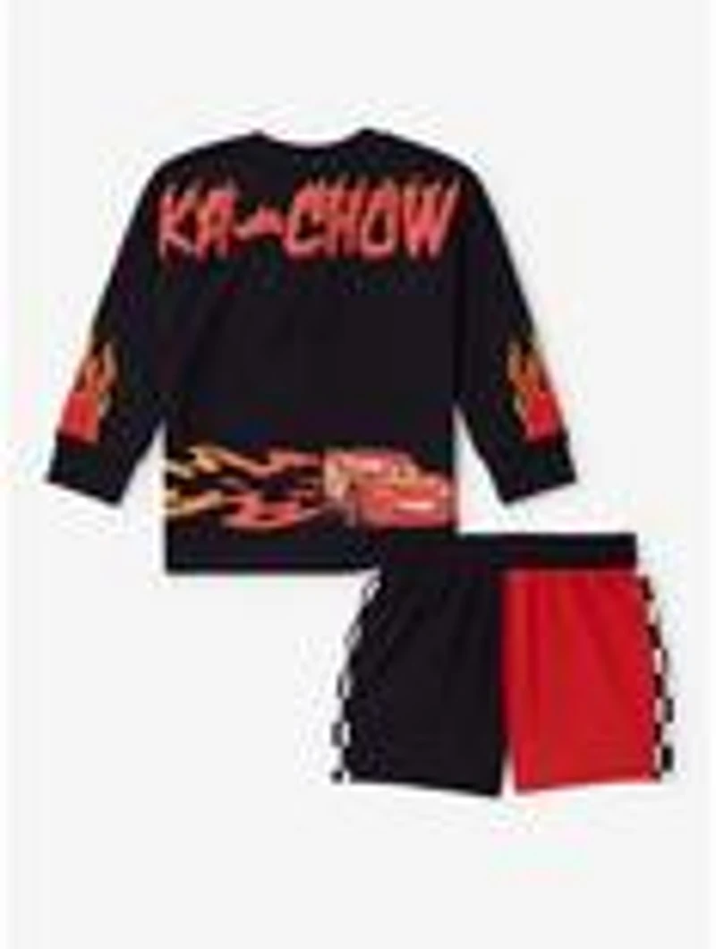 Disney Pixar Cars Lightning McQueen Flame Toddler Long Sleeve T-Shirt & Shorts Set - BoxLunch Exclusive