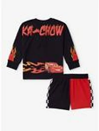 Disney Pixar Cars Lightning McQueen Flame Toddler Long Sleeve T-Shirt & Shorts Set - BoxLunch Exclusive