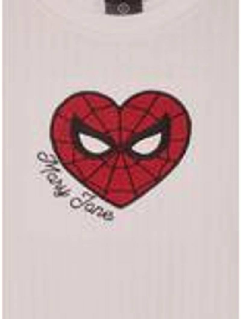 Marvel Spider-Man Heart Pointelle Women's Plus Long Sleeve T-Shirt - BoxLunch Exclusive