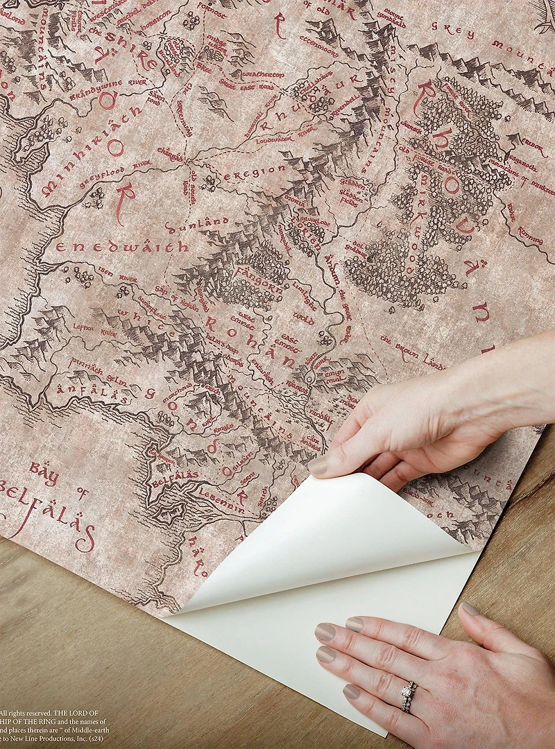 Lord of the Rings Parchment Middle Earth Map Peel & Stick Wallpaper
