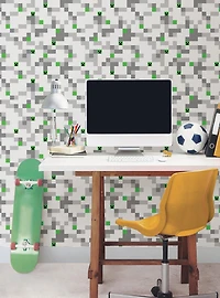 Minecraft Grey Pixel Creeper Peel & Stick Wallpaper