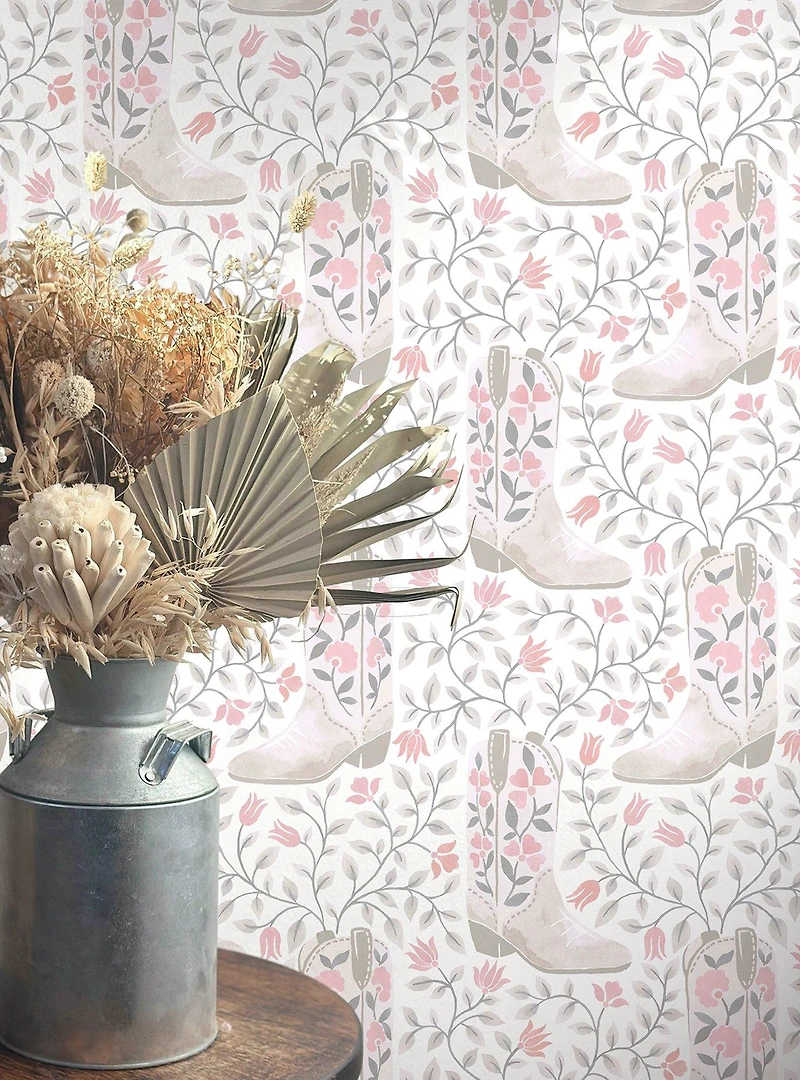 Cowgirl Like Me Pink Peel & Stick Wallpaper