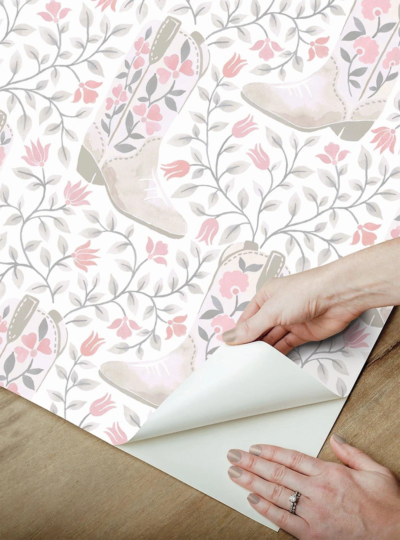 Cowgirl Like Me Pink Peel & Stick Wallpaper