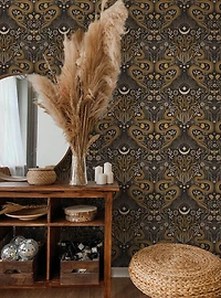 Mystic Serpent Black Gold Peel & Stick Wallpaper