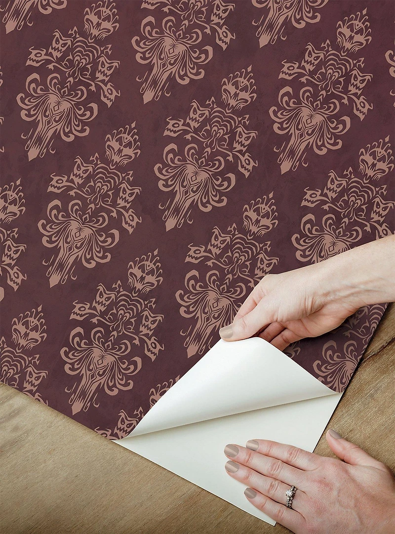 Disney Haunted Mansion Maroon Peel & Stick Wallpaper