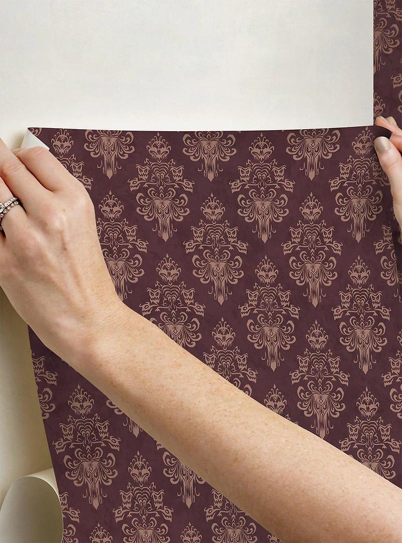 Disney Haunted Mansion Maroon Peel & Stick Wallpaper