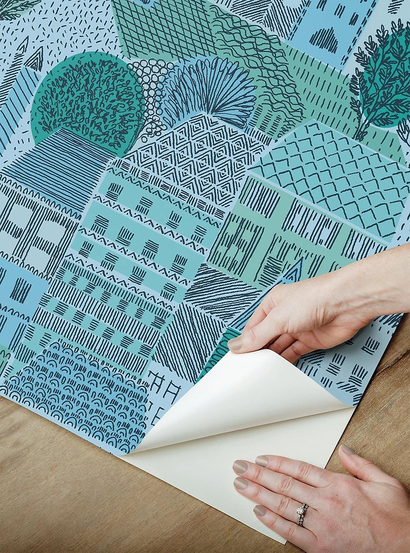 Charming Village Blue Peel & Stick Wallpaper
