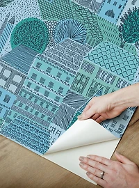 Charming Village Blue Peel & Stick Wallpaper