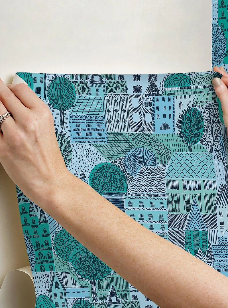 Charming Village Blue Peel & Stick Wallpaper