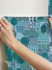 Charming Village Blue Peel & Stick Wallpaper