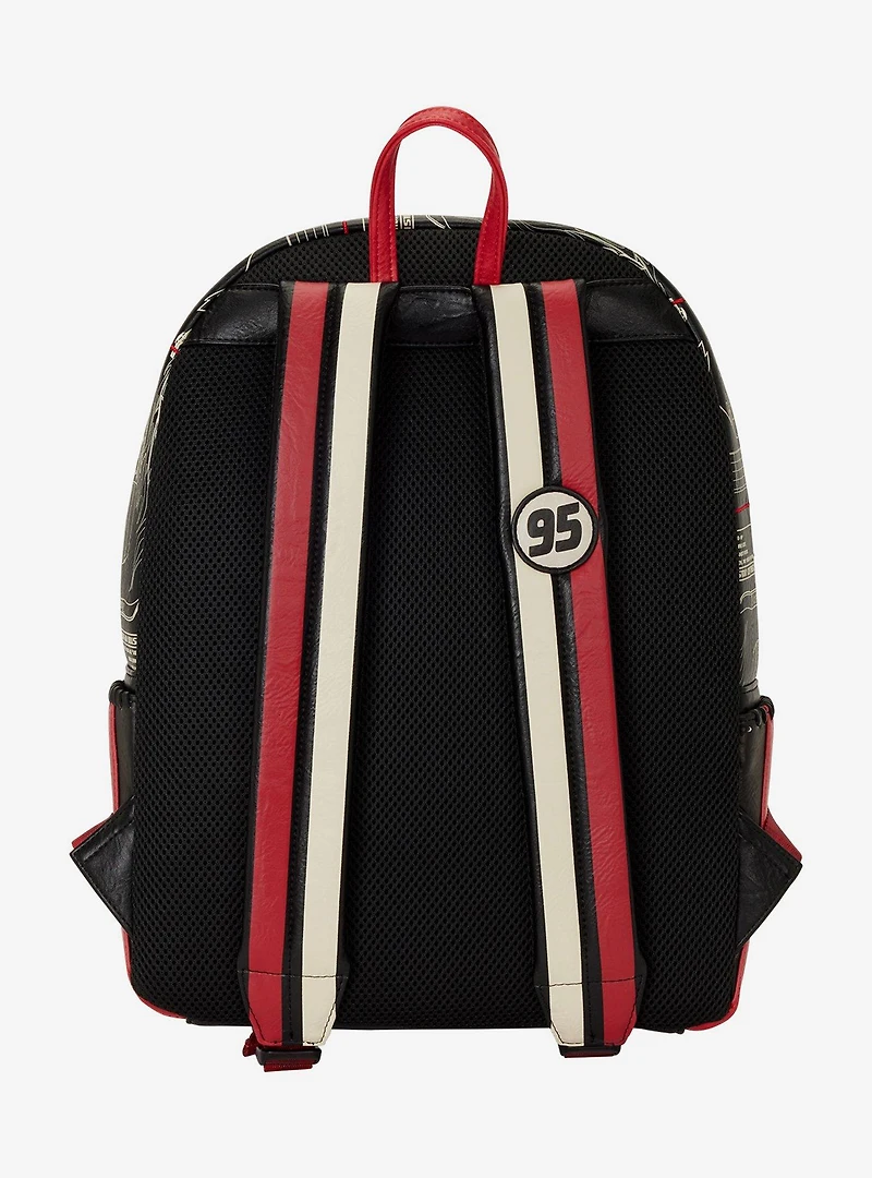 Loungefly Disney Pixar Cars Lightning McQueen Tonal Allover Print Full-Size Backpack