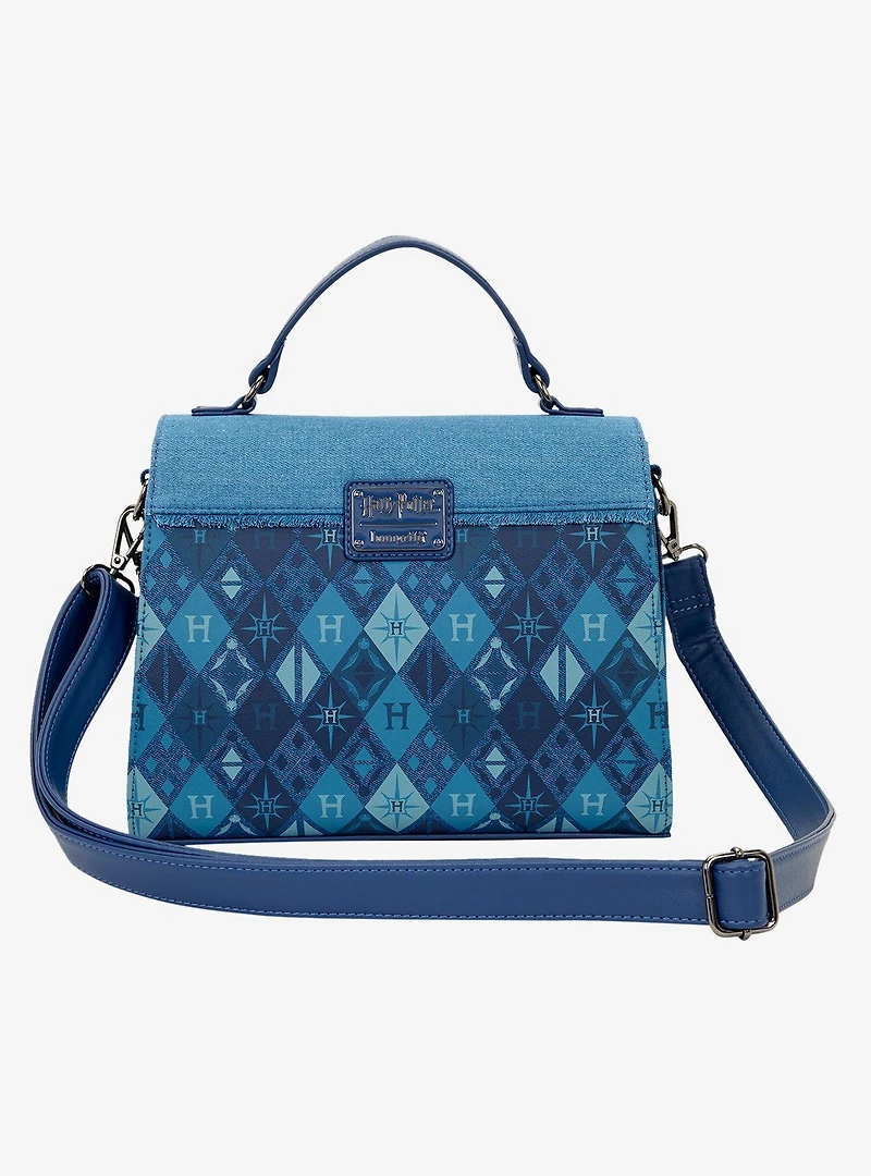 Loungefly Harry Potter Denim Hogwarts Patches Crossbody Bag