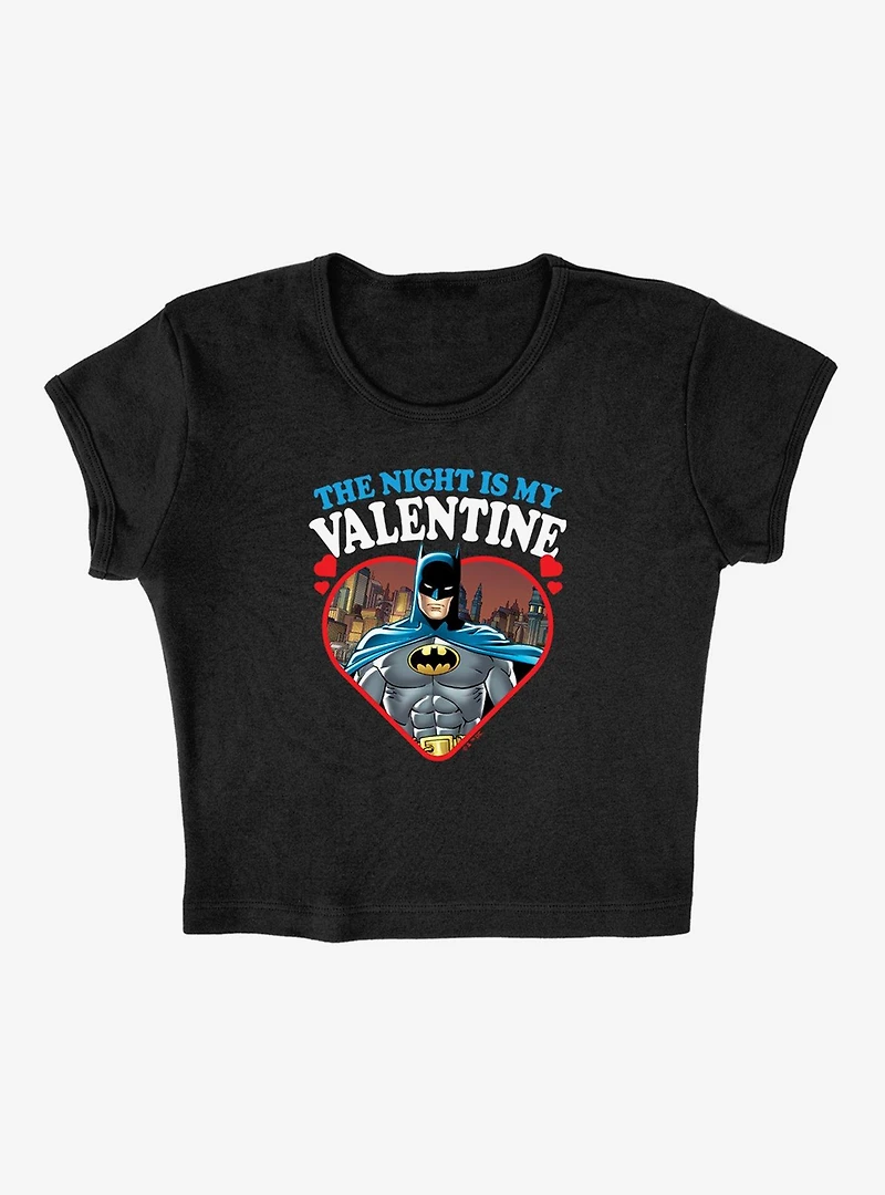 DC Comics Batman The Night Is My Valentine Cap Sleeve Baby Rib Women's Crop Top