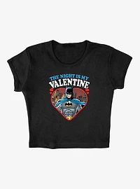 DC Comics Batman The Night Is My Valentine Cap Sleeve Baby Rib Women's Crop Top