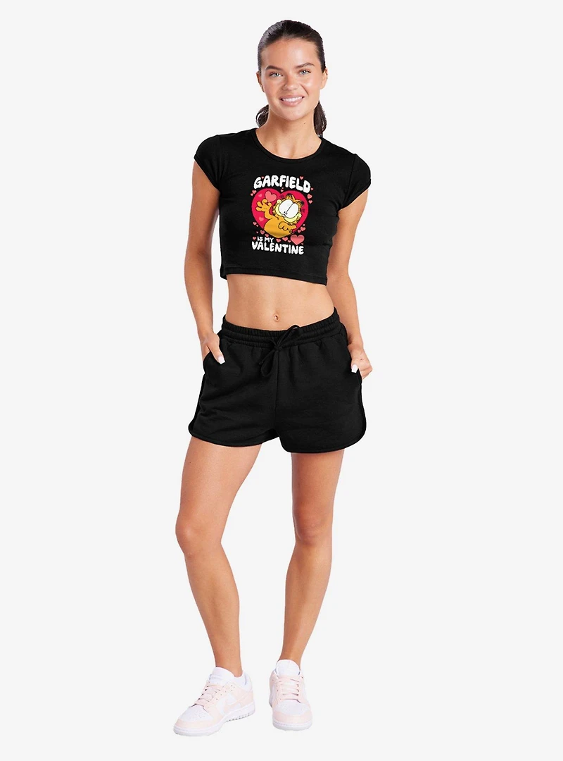 Garfield Is My Valentine Cap Sleeve Baby Rib Women's Crop Top