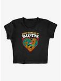 Scooby-Doo! Scooby Snacks Are My Valentine Cap Sleeve Baby Rib Women's Crop Top
