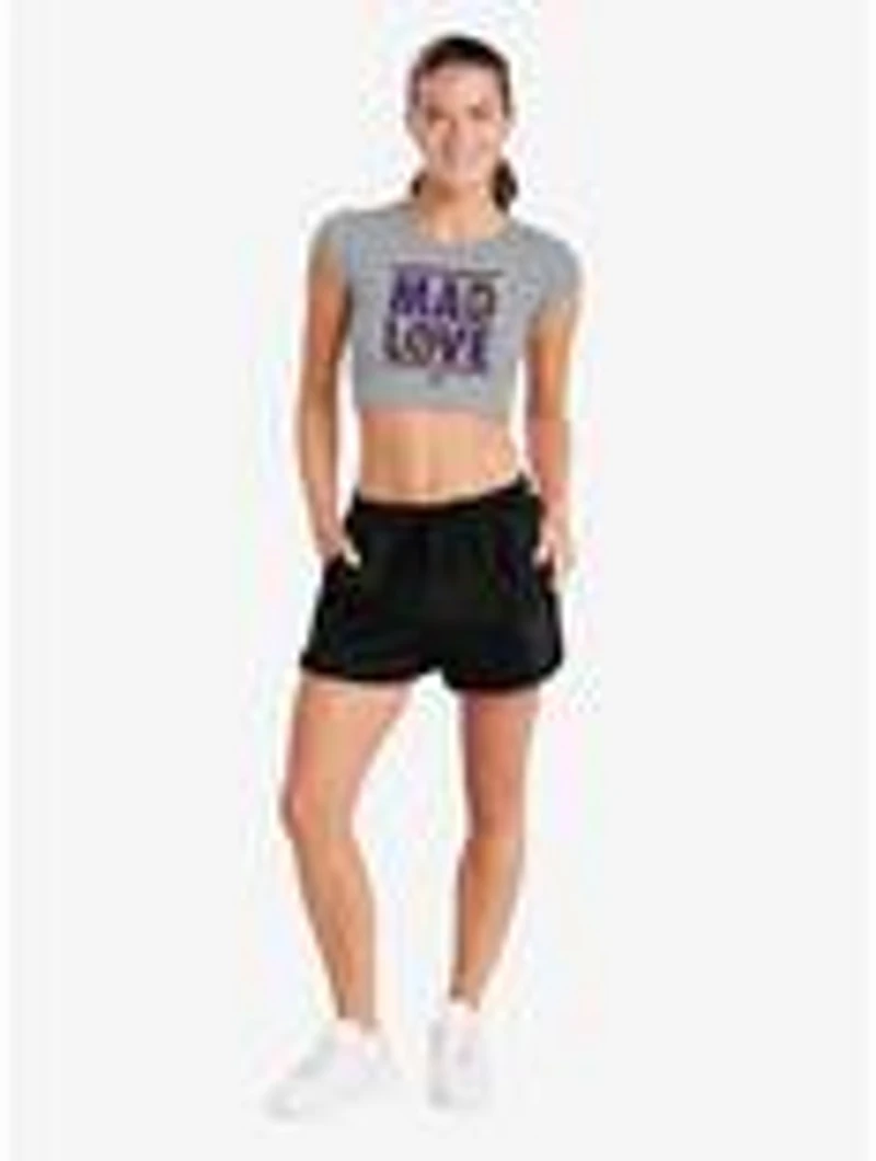 DC Comics Joker Harley Quinn Mad Love Cap Sleeve Baby Rib Women's Crop Top