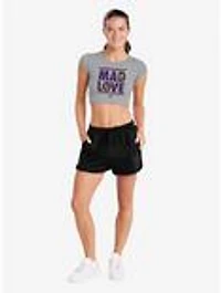 DC Comics Joker Harley Quinn Mad Love Cap Sleeve Baby Rib Women's Crop Top