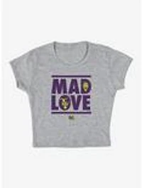 DC Comics Joker Harley Quinn Mad Love Cap Sleeve Baby Rib Women's Crop Top